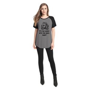 Beetlejuice "I'm The Ghost With The Most Babe" Gray & Black Tee Shirt Size L